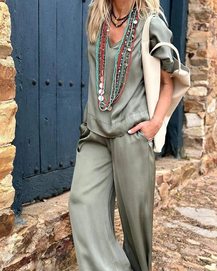Rachel | Relaxed Fit Top Wide-Leg Pants Set